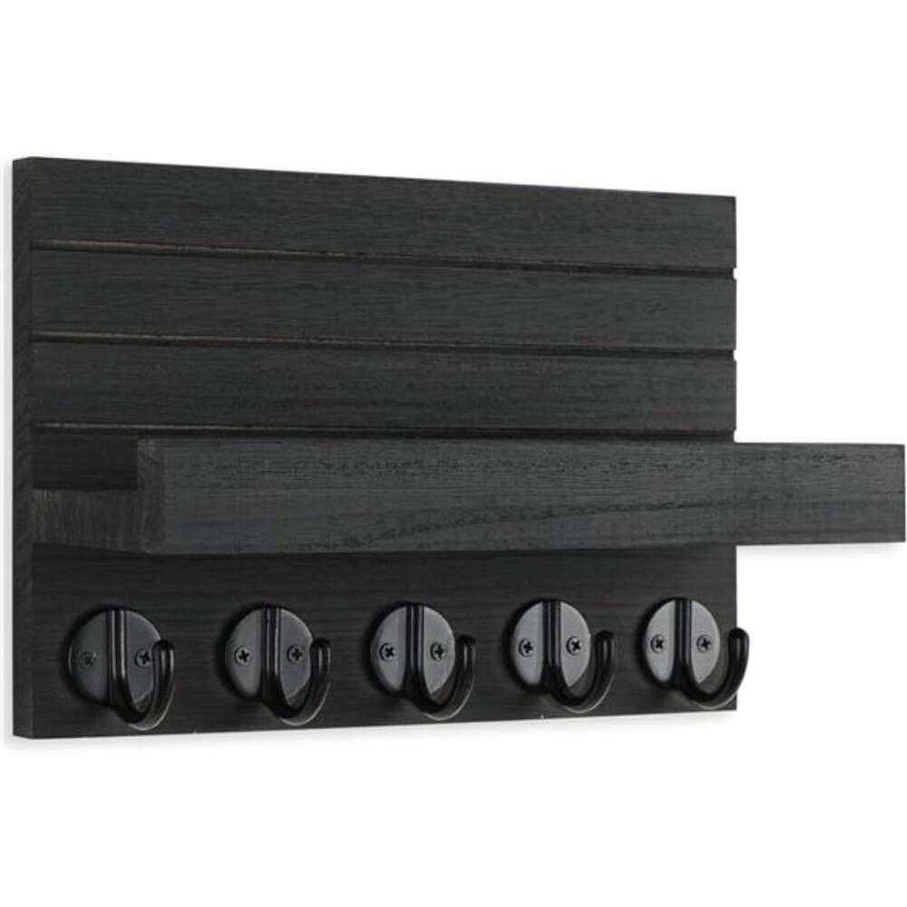 Key Holder for Wall, Decorative Key and Mail Holder with Shelf Has Large Hooks - Picture 3 of 16